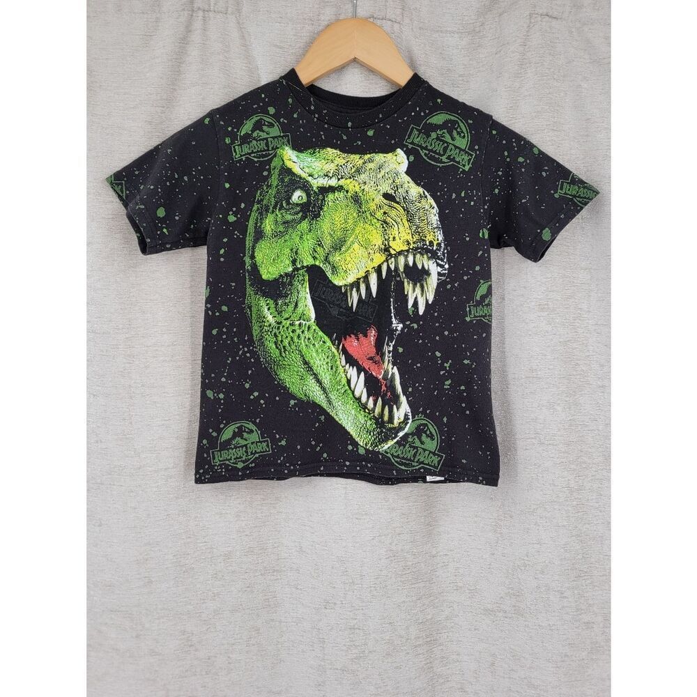 Jurassic Park Kids Black & Green T-Rex Graphic Tee Boys Size XXS 4/5